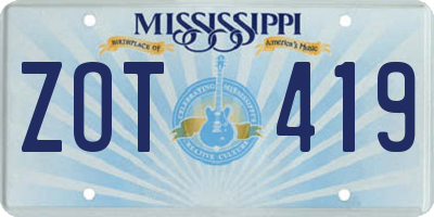 MS license plate ZOT419