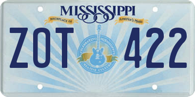 MS license plate ZOT422