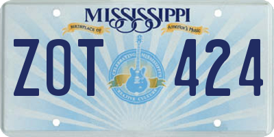 MS license plate ZOT424