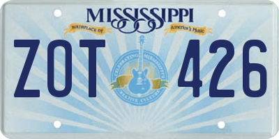 MS license plate ZOT426