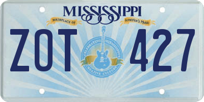 MS license plate ZOT427
