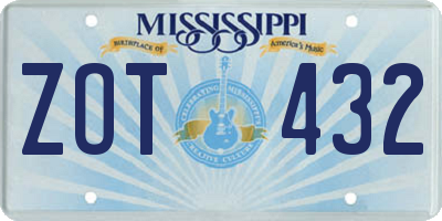 MS license plate ZOT432
