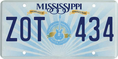 MS license plate ZOT434