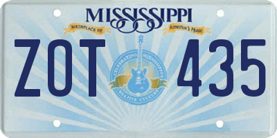 MS license plate ZOT435