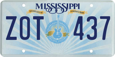 MS license plate ZOT437