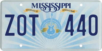 MS license plate ZOT440
