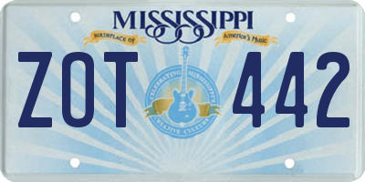 MS license plate ZOT442