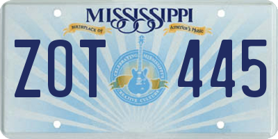 MS license plate ZOT445