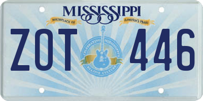 MS license plate ZOT446
