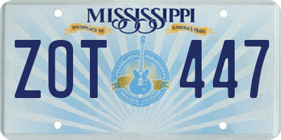 MS license plate ZOT447