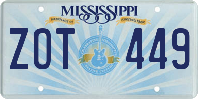 MS license plate ZOT449
