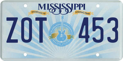 MS license plate ZOT453