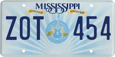 MS license plate ZOT454