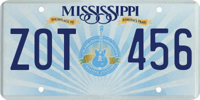 MS license plate ZOT456