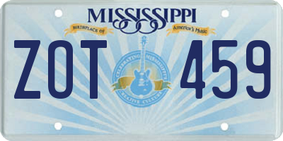 MS license plate ZOT459