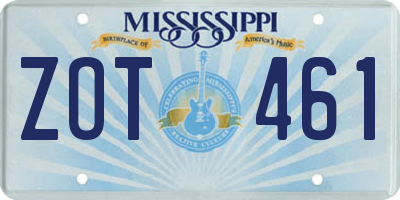 MS license plate ZOT461