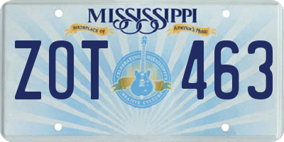 MS license plate ZOT463