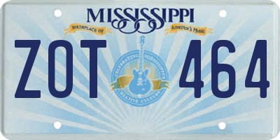 MS license plate ZOT464