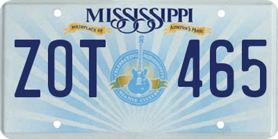 MS license plate ZOT465