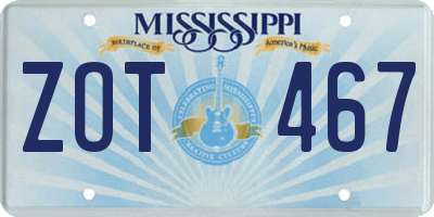 MS license plate ZOT467