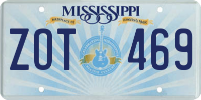 MS license plate ZOT469