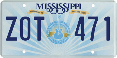 MS license plate ZOT471