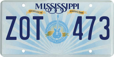 MS license plate ZOT473