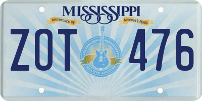MS license plate ZOT476