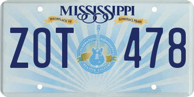 MS license plate ZOT478