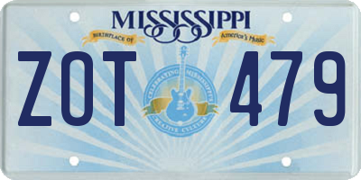 MS license plate ZOT479