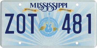 MS license plate ZOT481
