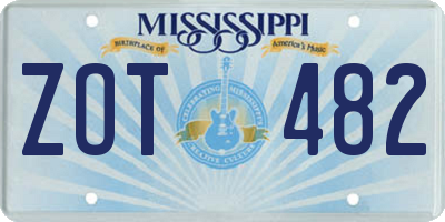 MS license plate ZOT482