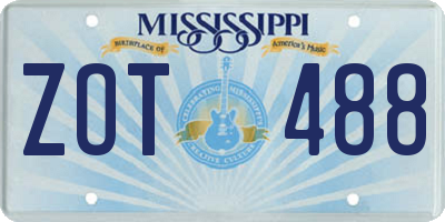 MS license plate ZOT488