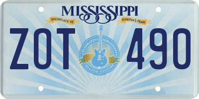 MS license plate ZOT490