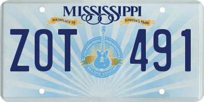MS license plate ZOT491