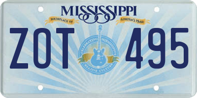 MS license plate ZOT495