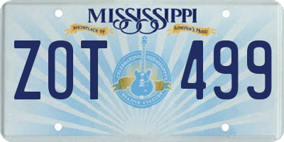 MS license plate ZOT499
