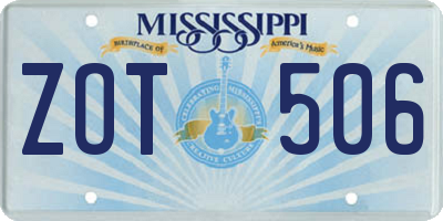 MS license plate ZOT506
