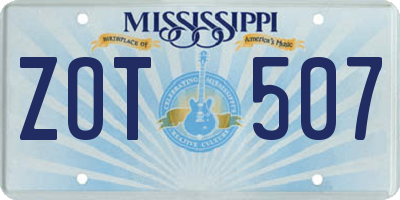 MS license plate ZOT507