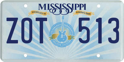 MS license plate ZOT513
