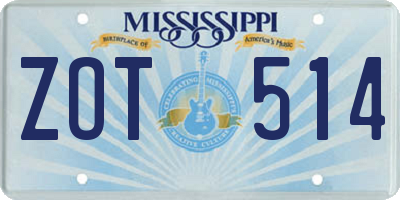 MS license plate ZOT514