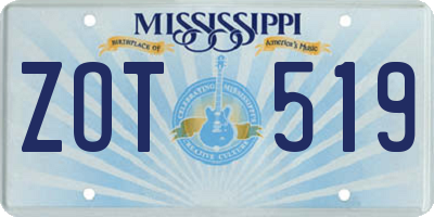 MS license plate ZOT519