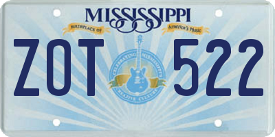 MS license plate ZOT522