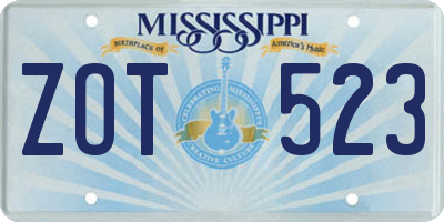 MS license plate ZOT523