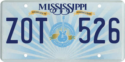 MS license plate ZOT526