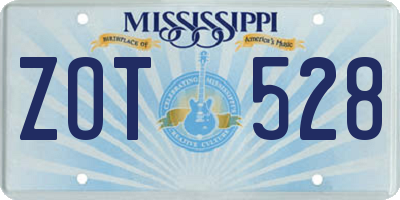 MS license plate ZOT528