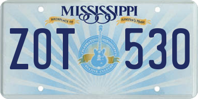 MS license plate ZOT530