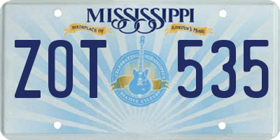 MS license plate ZOT535