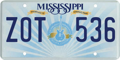 MS license plate ZOT536