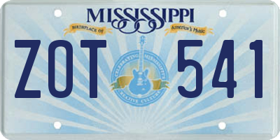 MS license plate ZOT541